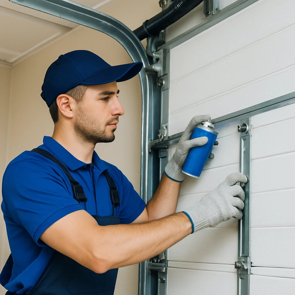 A professional garage door worker